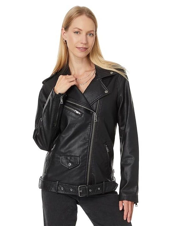 Levis Long Lined Elevated Belted Moto Womens Jacket Black