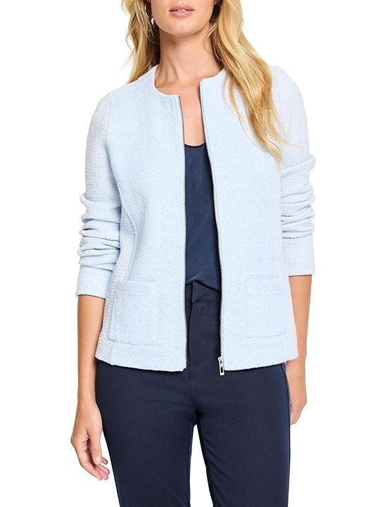 NIC+ZOE Weave Mix Knit Zip Jacket Womens Jacket Blue Mix