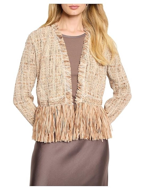 NIC+ZOE Cork Fringe Knit Jacket Womens Jacket Neutral