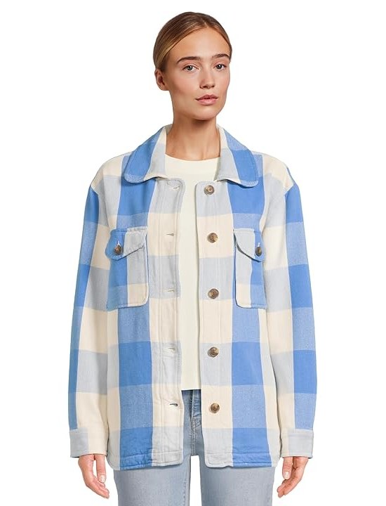 Pendleton Comfy Shacket Womens Jacket Blue Buffalo Check