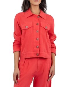 Semi Fit Linen Jacket featuring flap patch pockets