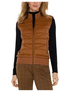 Petite Sleeveless Quilted Front Full Zip Sweater Vest